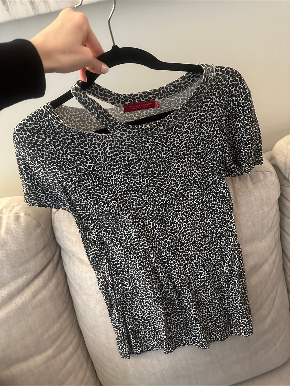 n:PHILANTHROPY Black & White Short Sleeve Leopard-Print Tee